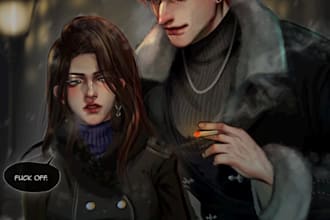do manhwa illustration in my art style