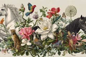 draw an animal and botanical illustrations