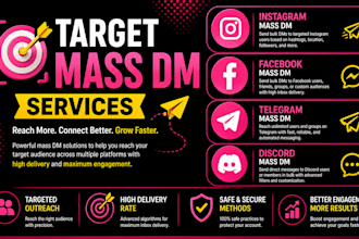 instagram mass dm, facebook mass dm, telegram mass dm, direct message, mass dms