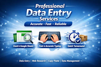 do professional data entry, excel, copy past and webresearch
