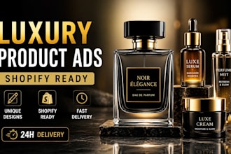 create luxury perfume and skincare product ad posters