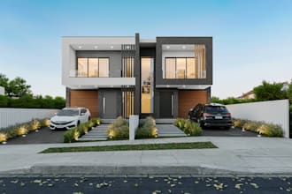 architectural 3d modeling exterior house, 3d sktchup model, commercial rendering
