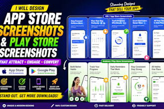 design app store screenshots, play store screenshots, and app screenshot designs