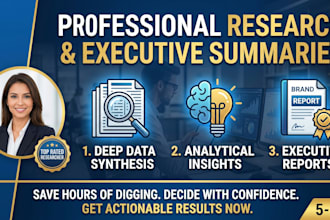 perform professional legal and business research with a detailed summary