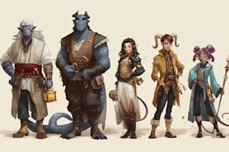 draw original dnd or rpg character art mpas party for you