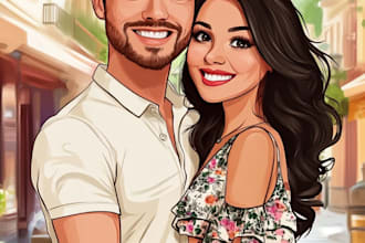 do couple caricature illustration for you