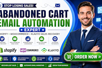 setup abandoned cart email automation for shopify, woocommerce, klaviyo sales