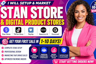 setup stan store, etsy seo listing, payhip, gumroad, beacons ai, tiktok shop