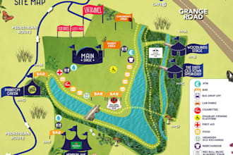 design custom vector map, site maps and event map, travel map, city map