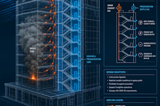 perform nfpa 92 smoke management design and stairwell pressurization analysis