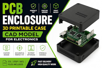 design pcb enclosure, 3d printable case, cad model for electronics