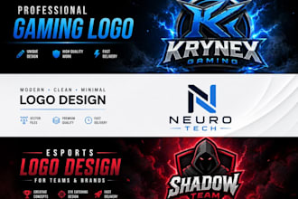 modern gaming and esports logo design for your brand