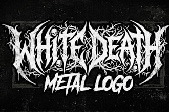 hand drawn death metal, scary, deathcore, heavy metal band logo with source file