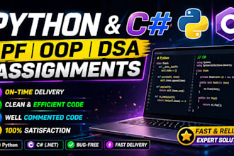 do python, c sharp programming code in pf oop dsa