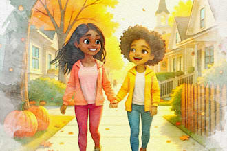 draw water color children book illustrations for amazon KDP