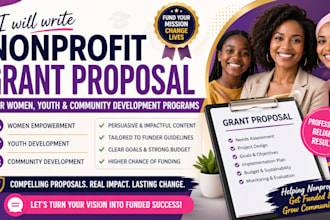 write nonprofit grant proposal for women youth and community development program