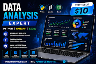 do data analysis and visualization using python, pandas and excel