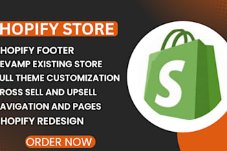 customize, fix shopify section, redesign header, footer and custom pages