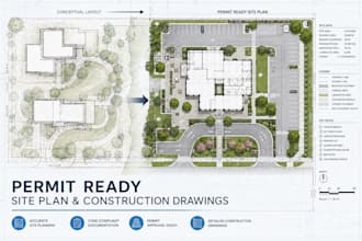 create permit ready construction drawings, site plan and plat map