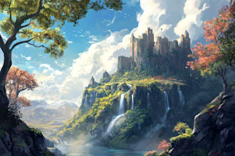 stylized environment concept art, fantasy background