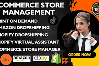 do ecommerce store setup, etsy, amazon, ebay, tiktok shop, shopify store manager