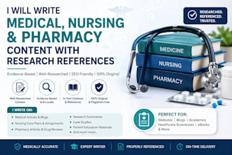 write medical, veterinary, and pharmacy blog articles with references