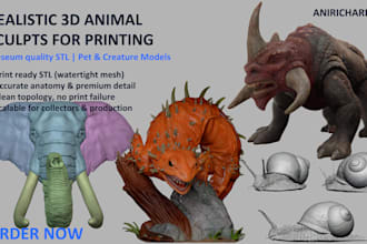 sculpt 3d realistic 3d animal models for 3d printing stl pet or creature model
