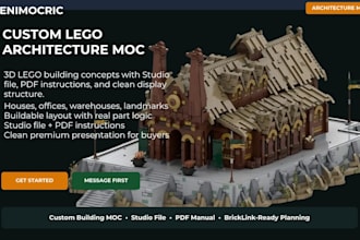 create custom 3d lego design architecture building lego moc with studio and PDF