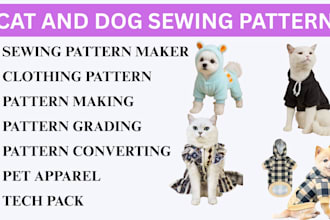 do pet garment sewing patterns, clothing digital grading patterns and tech pack