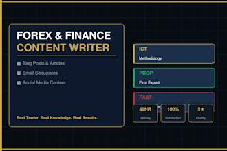 write forex and finance content blog posts and emails and social media