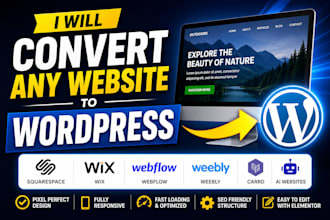 convert wix webflow squarespace or ai website to wordpress