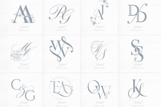 design a beautiful wedding monogram logo and invites for you