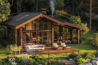 design stunning 3d cabin warehouse interior rendering, 3d cozy design and light