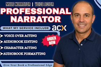 narrate fantasy romance audiobook, amazon acx memoir male character voiceover