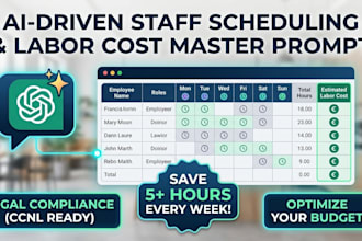 create an advanced ai master prompt for staff scheduling and labor cost