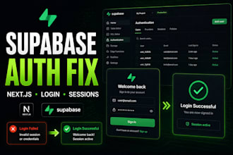 fix supabase auth and nextjs integration issues