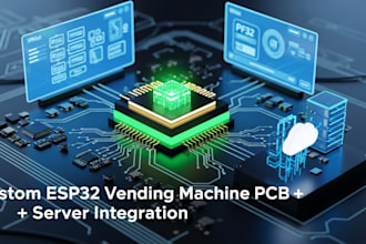 design a custom esp32 board for vending machines with server integration