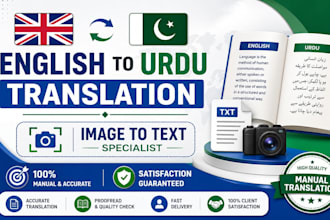 do manual english to urdu translation and image to text
