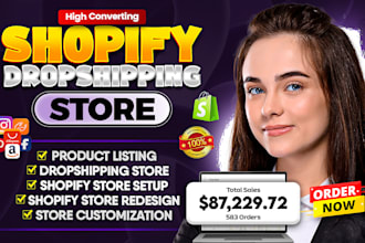 build shopify webiste, design or redesign shopify store, dropshipping store