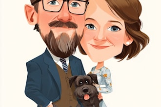 make family or couple caricature