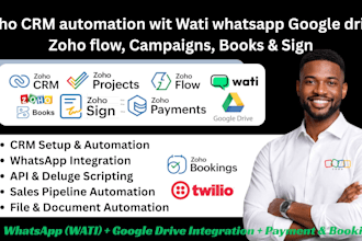 zoho CRM automation wit wati whatsapp google drive zoho flow campaigns book sign