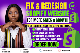 fix and redesign shopify website for more sales with sales funnel setup