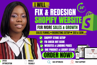 fix and redesign shopify website for more sales funnel setup