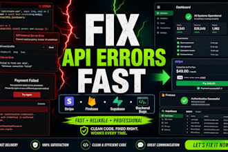 fix stripe API, firebase, supabase, webhook and backend API errors fast