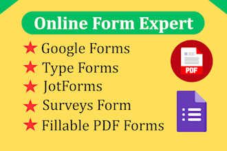 create online form using jotform, google form, online survey