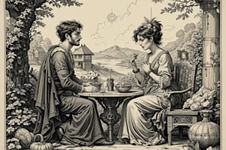 create detailed vintage engraving and etching illustration