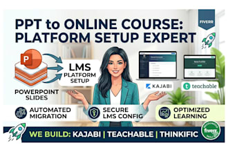 convert powerpoint to online course and setup kajabi or teachable