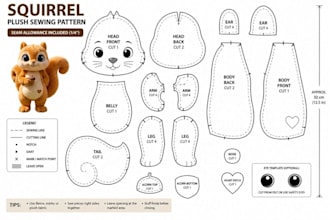 design custom plush sewing pattern stuffed animal blueprint tech pack oc ych toy