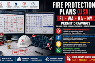 fl wa ga ny fire alarm system hydraulic calculation permit set drawings
