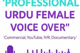 record a professional female urdu voice over